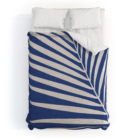 Modern Tropical Vintage Indigo Palm Duvet Cover