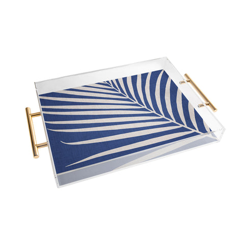 Modern Tropical Vintage Indigo Palm Acrylic Tray