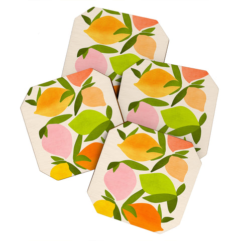 Modern Tropical Wild Mango Coaster Set