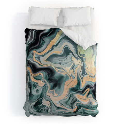 Monika Strigel 1P DRAMAQUEEN TEAL GOLD Duvet Cover