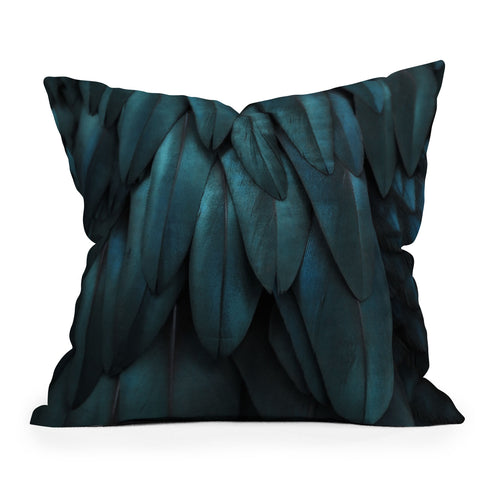 Monika Strigel 1P FEATHERS DARK TEAL Outdoor Throw Pillow