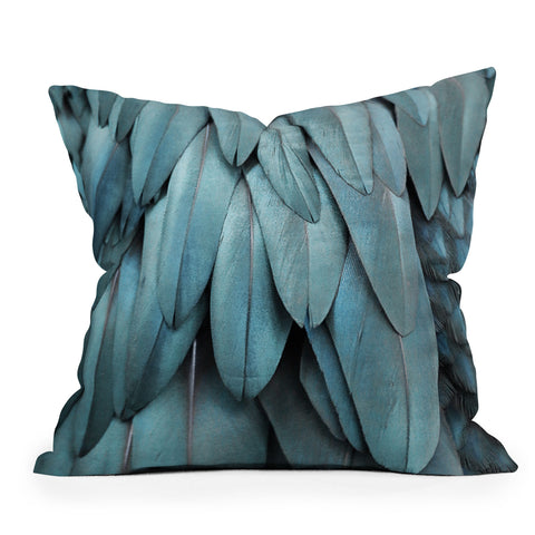 Monika Strigel 1P FEATHERS METALLIC BLUE Outdoor Throw Pillow