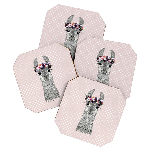 Monika Strigel 1P FLOWER GIRL ALPACA BLUSH Coaster Set