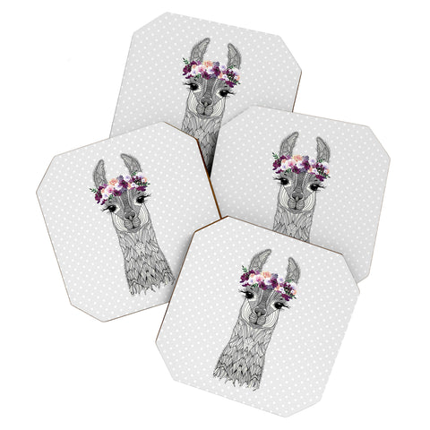 Monika Strigel 1P FLOWER GIRL ALPACA GREY Coaster Set