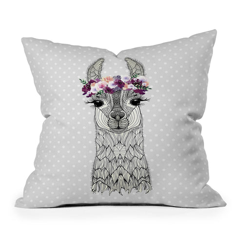 Monika Strigel 1P FLOWER GIRL ALPACA GREY Outdoor Throw Pillow