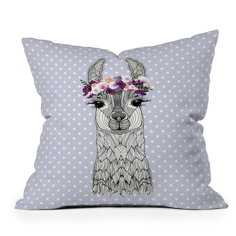Monika Strigel 1P FLOWER GIRL ALPACA LAVENDER Outdoor Throw Pillow