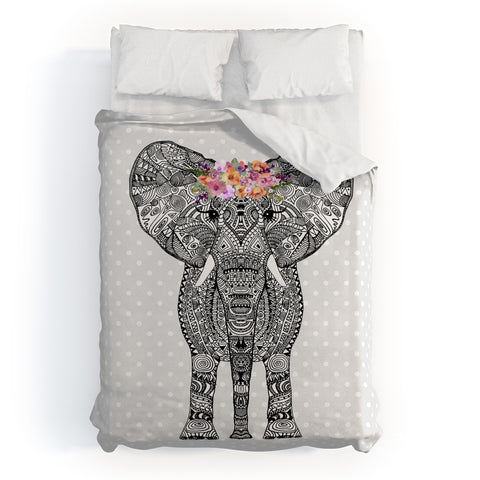 Monika Strigel 1P FLOWER GIRL ELEPHANT GREY 1 Duvet Cover