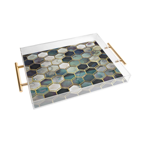 Monika Strigel 1P RUGGED MARBLE BLUE GREEN Acrylic Tray
