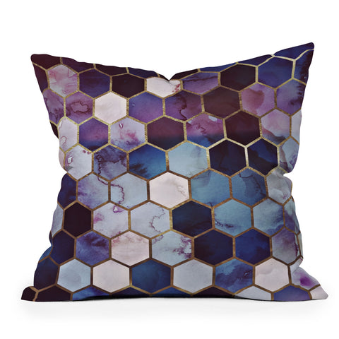 Monika Strigel 1P RUGGED MARBLE HEXAGON BLUE Outdoor Throw Pillow