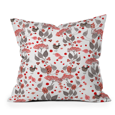 Monika Strigel Birdies And Berries Outdoor Throw Pillow