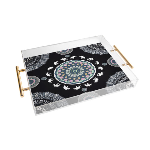 Monika Strigel BOHO ELEPHANT DANCE IN BLACK Acrylic Tray