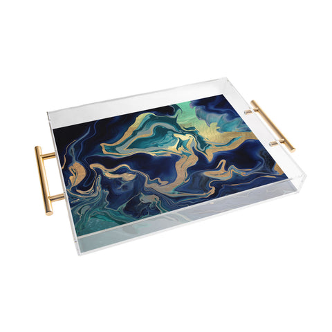 Monika Strigel DRAMAQUEEN GOLD INDIGO MARBLE Acrylic Tray