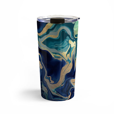 Monika Strigel DRAMAQUEEN GOLD INDIGO MARBLE Travel Mug