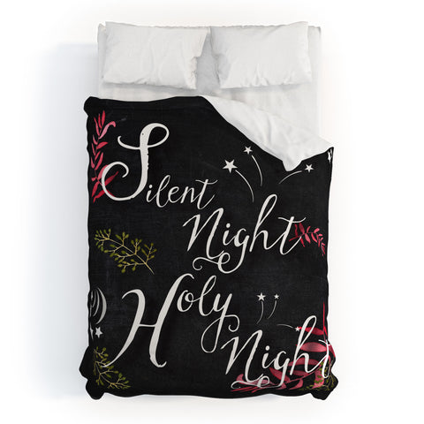 Monika Strigel FARMHOUSE CHALKBOARD SILENT NIGHT Duvet Cover