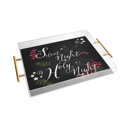 Monika Strigel FARMHOUSE CHALKBOARD SILENT NIGHT Acrylic Tray