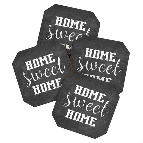 Monika Strigel FARMHOUSE HOME SWEET HOME CHALKBOARD BLACK Coaster Set