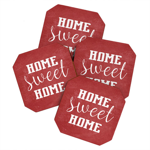 Monika Strigel FARMHOUSE HOME SWEET HOME CHALKBOARD RED Coaster Set
