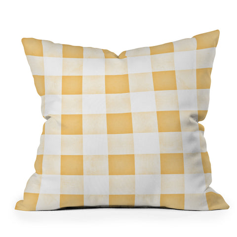 Monika Strigel FARMHOUSE SHABBY GINGHAM ORANGE CHECKERED PLAID Outdoor Throw Pillow