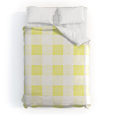 Monika Strigel FARMHOUSE SHABBY GINGHAM SUNNY YELLOW CHECKERED PLAID Duvet Cover
