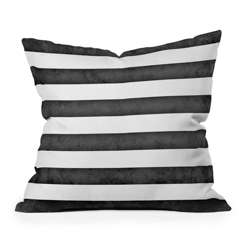 Monika Strigel FARMHOUSE SHABBY STRIPES BLACK Outdoor Throw Pillow
