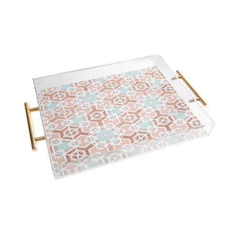 Monika Strigel FESTIVE GEO SNOWFLAKE ROSEGOLD PASTEL Acrylic Tray