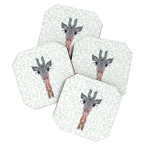Monika Strigel Giraffe Meets Leopard Coaster Set