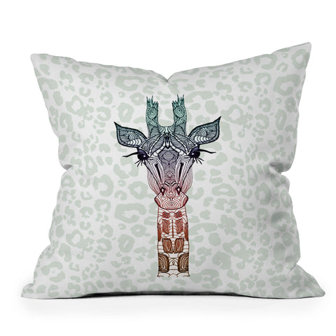 Monika Strigel Giraffe Meets Leopard Outdoor Throw Pillow