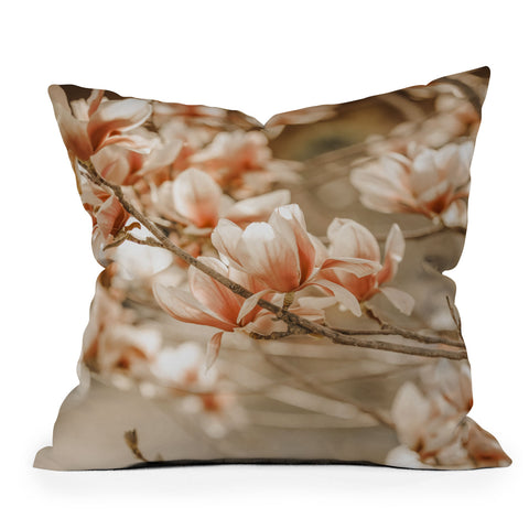 Monika Strigel MAGNOLIA PEACH BLOSSOM TREE Outdoor Throw Pillow