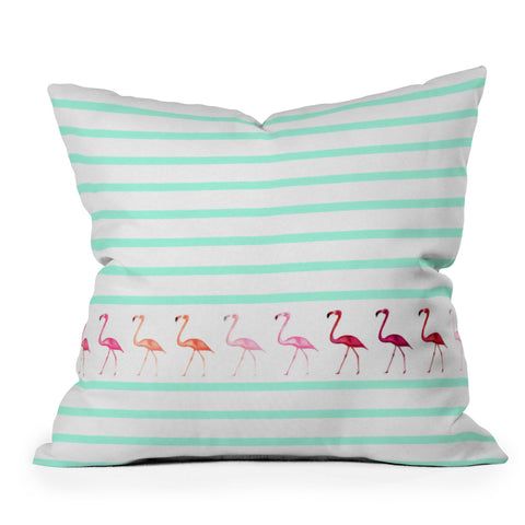 Monika Strigel Mini Flamingo Walk Outdoor Throw Pillow