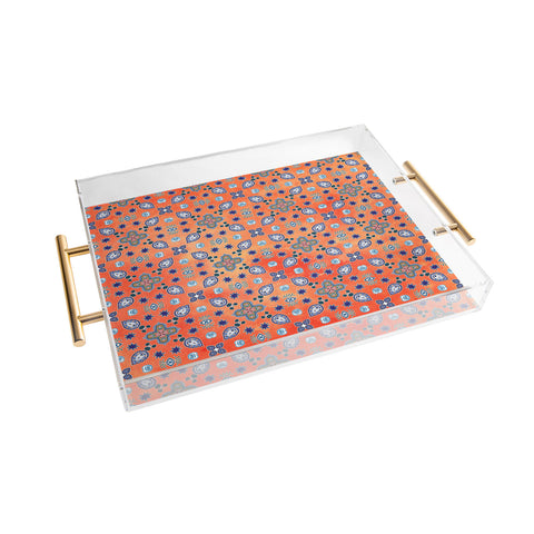 Monika Strigel MOROCCAN PEARLS AND TILES ORANGE Acrylic Tray