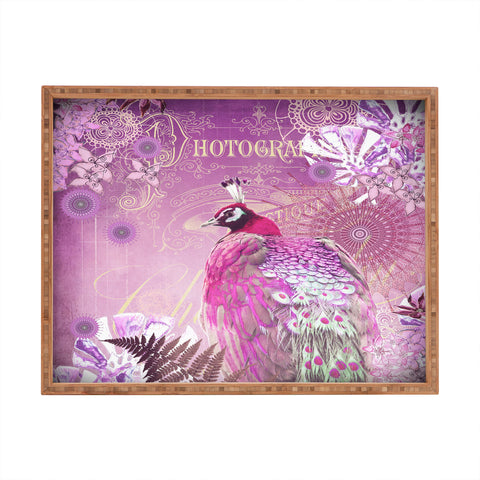 Monika Strigel Pink Peacock Rectangular Tray