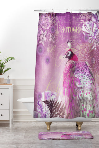 Monika Strigel Pink Peacock Shower Curtain And Mat