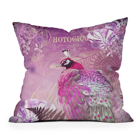 Monika Strigel Pink Peacock Throw Pillow