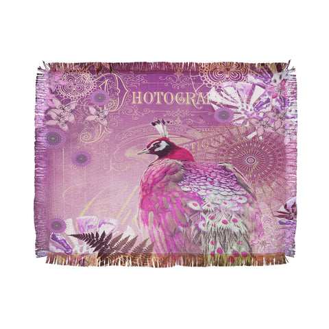 Monika Strigel Pink Peacock Throw Blanket
