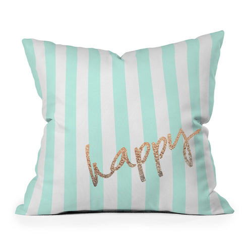 Monika Strigel Pretty Happy Mint Outdoor Throw Pillow