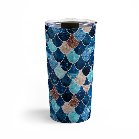 Monika Strigel REALLY MERMAID BLUE AND GOLD Travel Mug