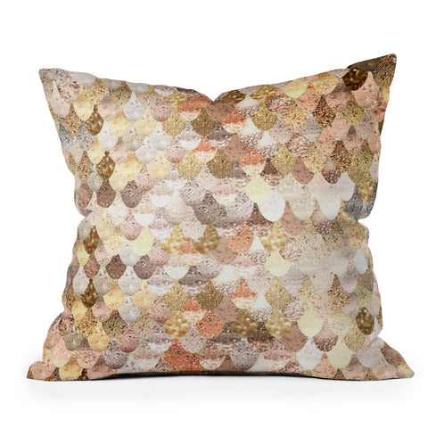 Monika Strigel Really Mermaid Gold Outdoor Throw Pillow