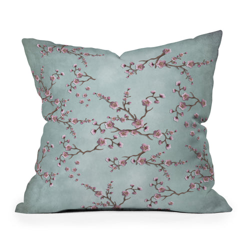 Monika Strigel SAKURA LOVE GRUNGE GREY Outdoor Throw Pillow
