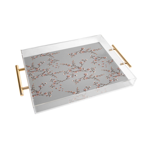 Monika Strigel SAKURA LOVE PEACH AND GREY Acrylic Tray