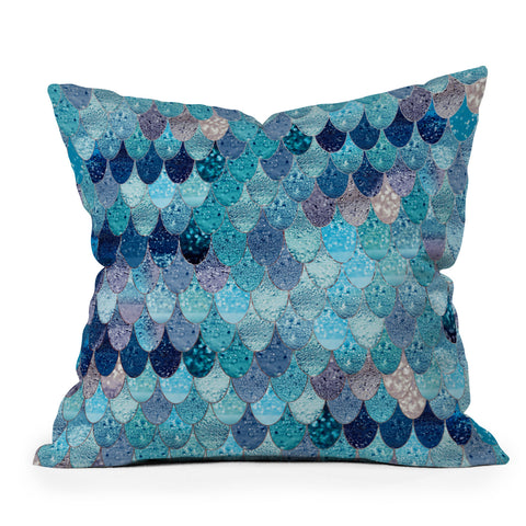 Monika Strigel SUMMER MERMAID BLUE AND TEAL Outdoor Throw Pillow