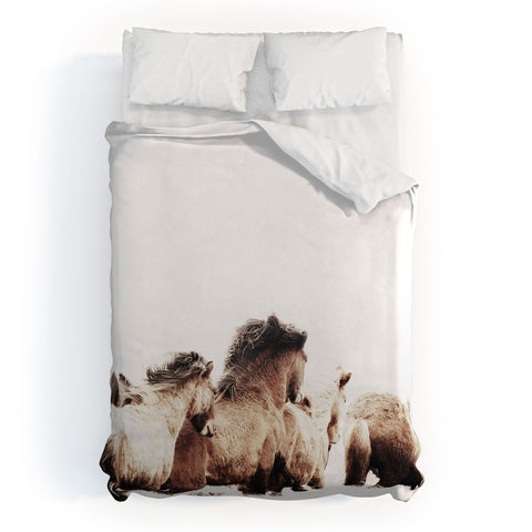 Monika Strigel WILD AND FREE 2 HORSES OF ICE Duvet Cover