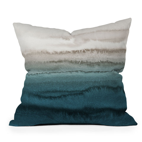 Monika Strigel WITHIN THE TIDES CRASHING WAVES TEAL Outdoor Throw Pillow