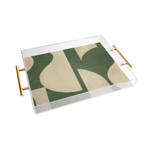 MoonlightPrint Abstract vase collage green Acrylic Tray