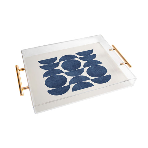 MoonlightPrint Blue navy retro scandinavian mid century Acrylic Tray