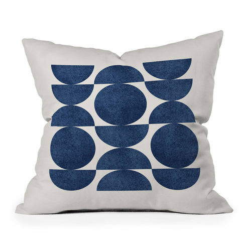 MoonlightPrint Blue navy retro scandinavian mid century Outdoor Throw Pillow