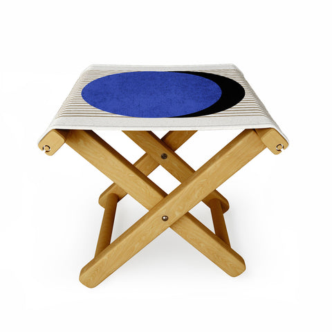 MoonlightPrint Circle Blue Stripes Folding Stool