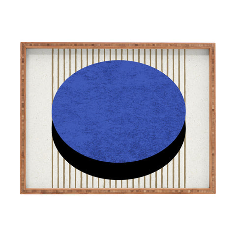 MoonlightPrint Circle Blue Stripes Rectangular Tray