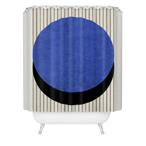 MoonlightPrint Circle Blue Stripes Shower Curtain