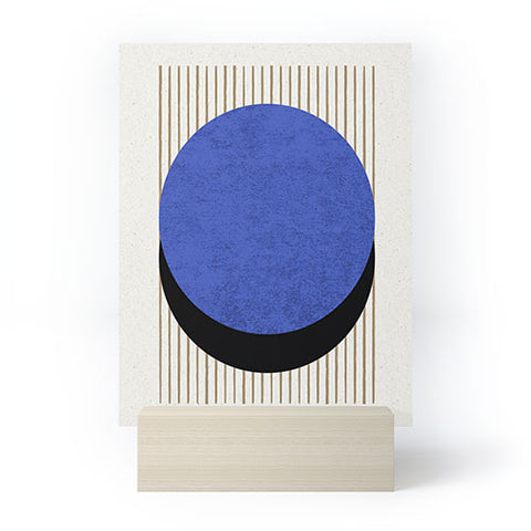 MoonlightPrint Circle Blue Stripes Mini Art Print