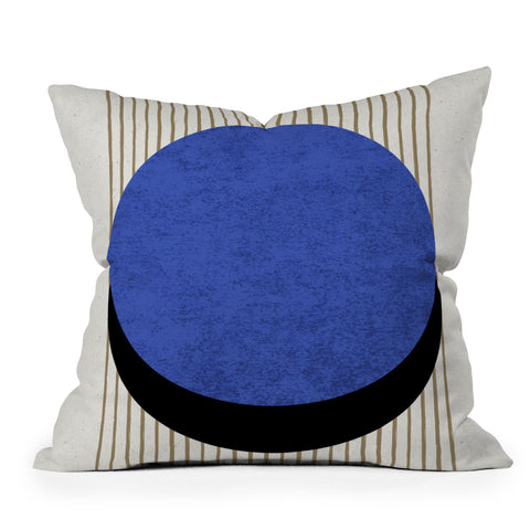 MoonlightPrint Circle Blue Stripes Outdoor Throw Pillow